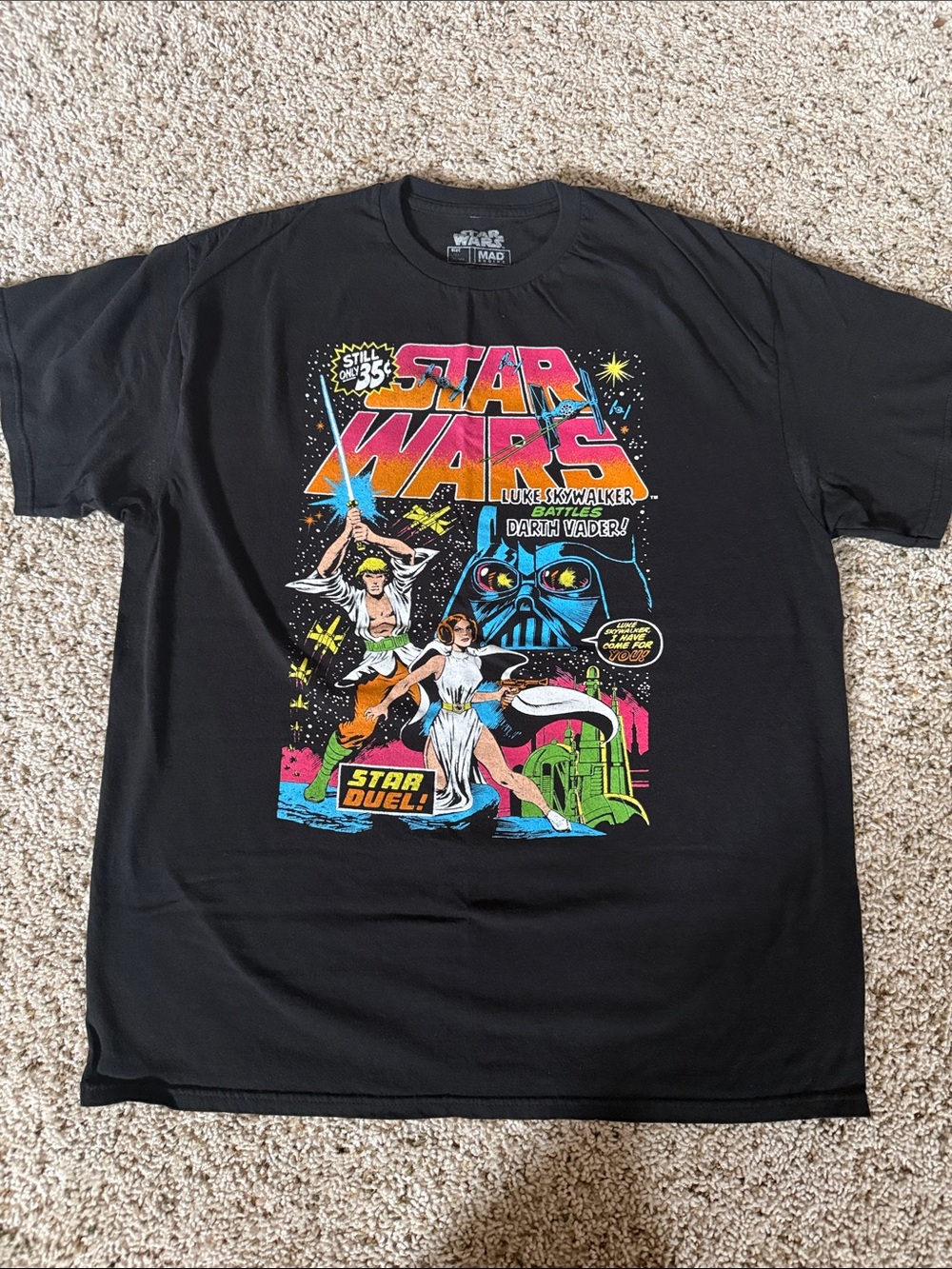 Star Wars Black Tee with Neon Comic Graphic